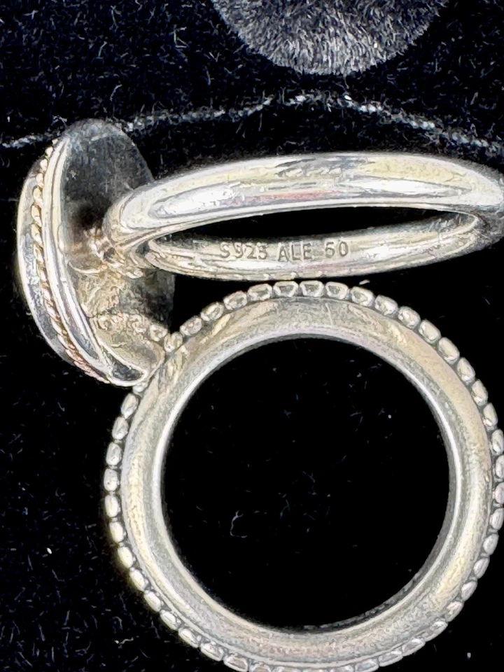 Pandora Madre De Perla Flor Margarita Sello Plata y Oro 14k con Banda De Plata! Foto 4 de 4