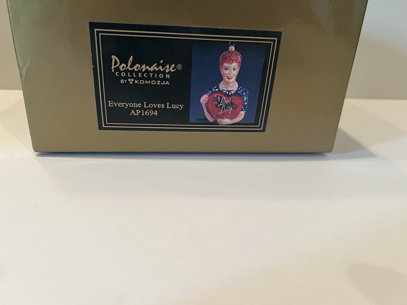 KURT ADLER POLONAISE I LOVE LUCY ORNAMENT 6" LUCY HOLDING HEART Blue Dress Polka