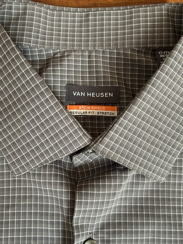 Van Heusen Dress Shirt Mens XL 17-17.5 - 34/35 Gray Regular Fit Long Sleeve - Picture 6 of 12