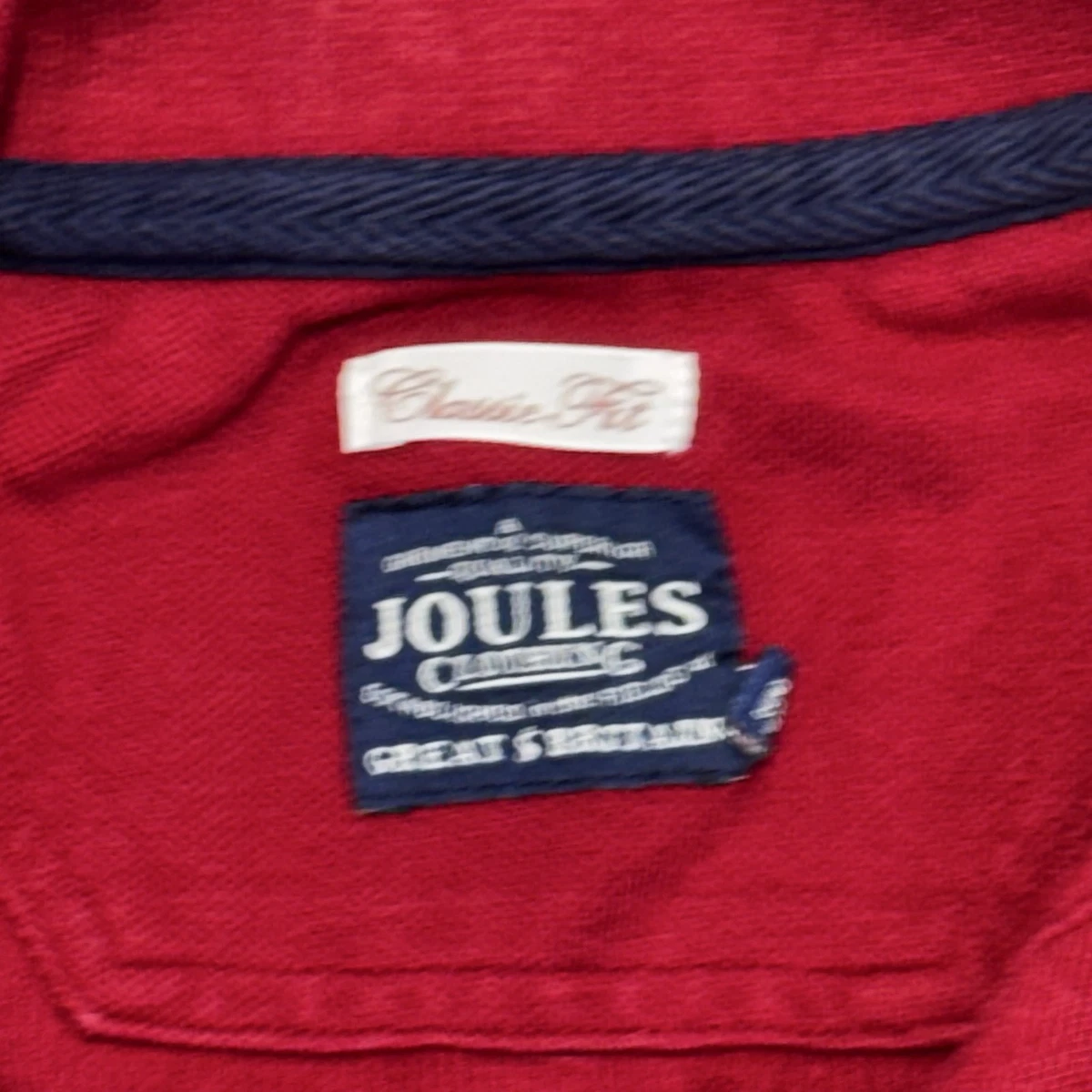 Joules Polo Club Polo Shirt Mens 34 Red Classic Fit Crest Embroidered Cotton