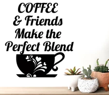 Coffee & Friends Make a Perfect Blend 9" Indoor Black Vinyl Decal Wall Mirror
