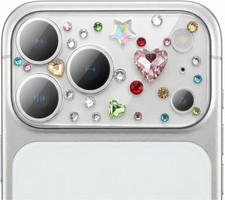 Glitter Camera Lens Protector for Iphone 17 Pro Max - Bling Diamond Decor Heart