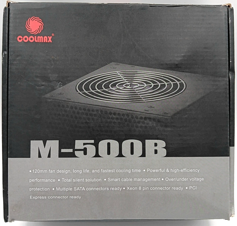 Powerful High-Efficiency Coolmax M-500B 500W Desktop EPS Power Supply 120mm Fan - Image 2 of 4