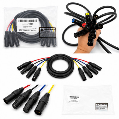 MYGATTI 4 Channel XLR Snake Cables 10FT 4 Colored XLR Male to Female