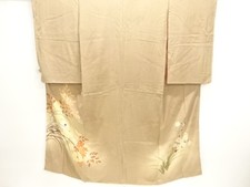 7478346: JAPANESE KIMONO / ANTIQUE KIMONO / SILK / EMBROIDERY / MON KINSHA / HEA