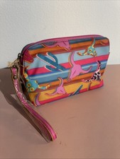 Catchfly Studio Essentials Pouch With Wristlet Strap Cow & Cactus Print New 🌵