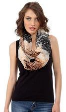 Women's Fashion Lacey Print Infinity Scarf Beige/Multi Scarves Wraps