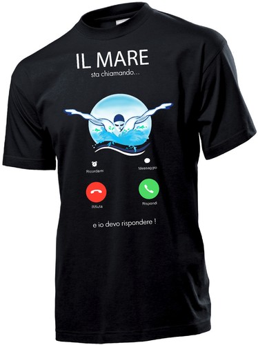 T-SHIRT T SHIRT MAGLIETTA REGALO DIVERTENTE SPORT NUOTO IL MARE STA  CHIAMANDO | eBay