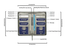 RFID safe holder for 4 Passports ,6 cards, currency, boarding pass