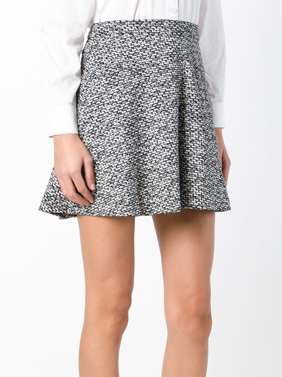 Michael Kors Black/White Stretch Knit ALine Skirt w/Exposed