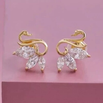 2Ct Marquise Lab Created White Diamond Stud Earrings 14K Yellow Gold Plated