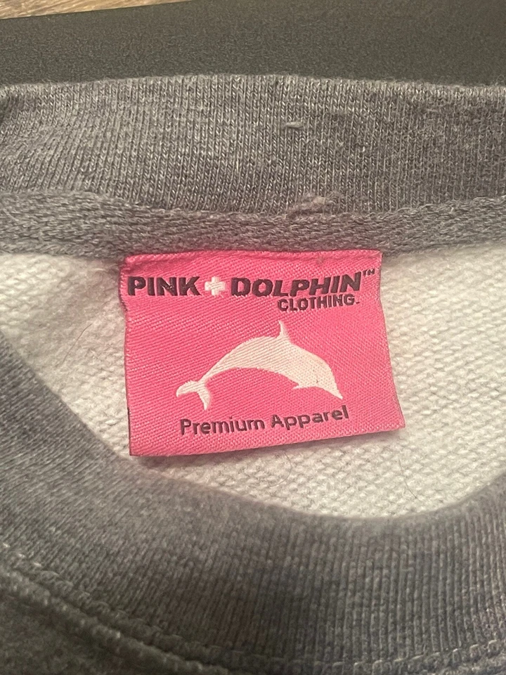 Sudadera Gris Pink Dolphin Premium P Logo Para Hombre Talla Pequeña Cuello Redondo Manga Larga Foto 3 de 4