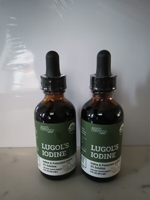 2 Bottles Earth Harmony Organic Lugol's Iodine 2 Fl Oz 2% Solution 4 Oz Total 