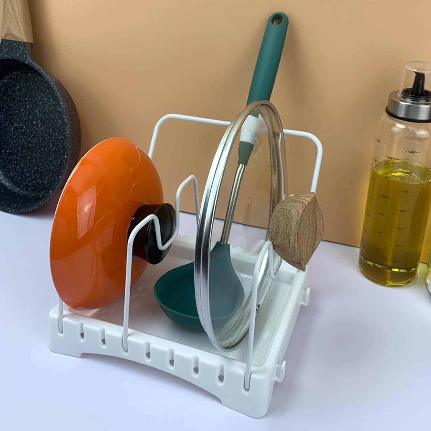 Organizer Cucina Professionale: Porta Pentole con Divisori Regolabili