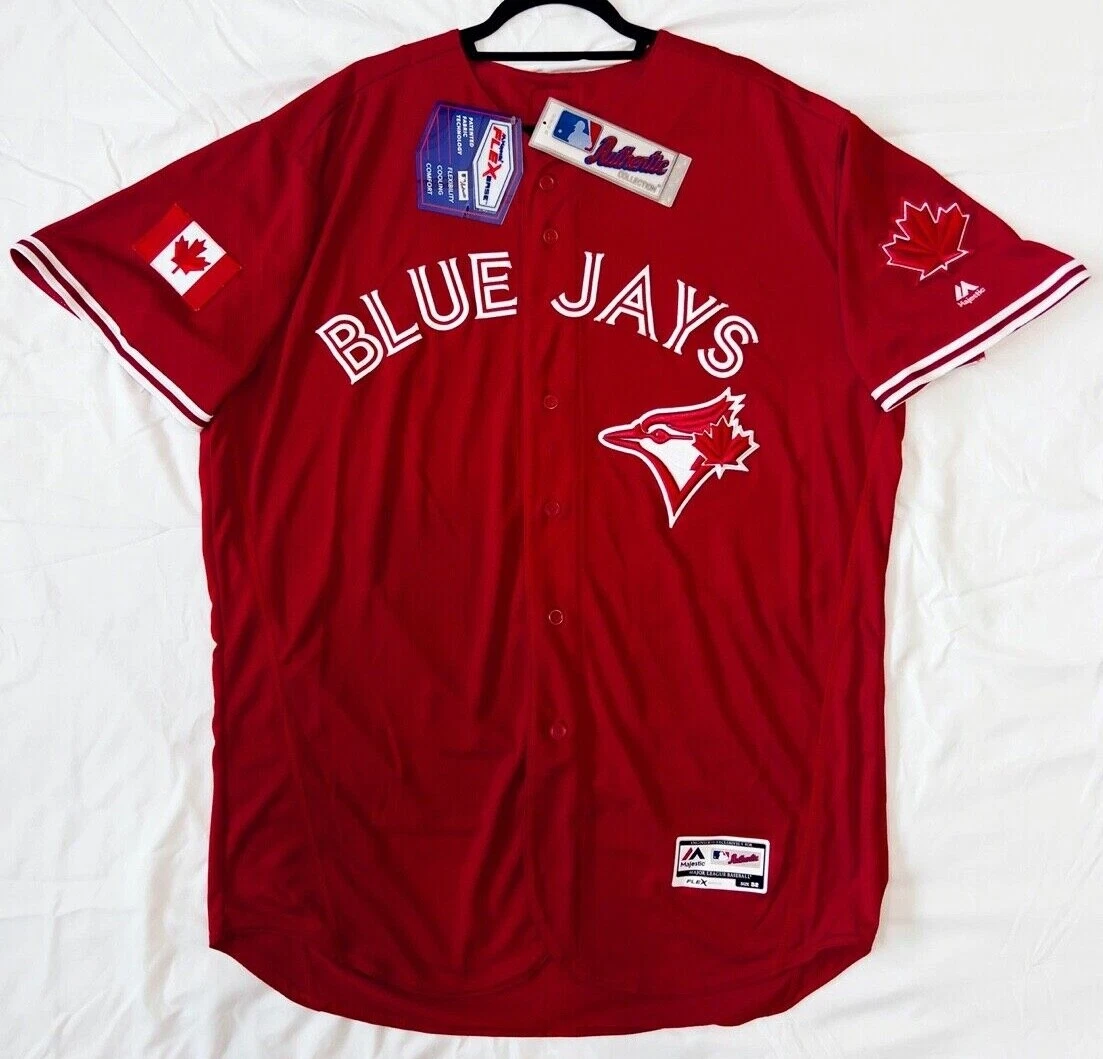 AUTHENTIC MAJESTIC 52 2XL TORONTO BLUE JAYS "CANADA DAY" FLEX  BASE Jersey