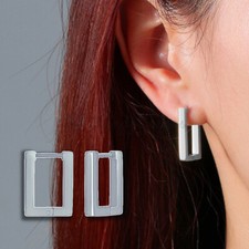 Real Sterling Silver Cubic Zirconia 12MM Ear Huggie Hoop Earrings Fashion Gift