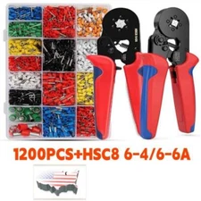 Terminal Cable Wire Connector Plier Block Cord Tube Suit Crimping Sleeve 1200Pcs