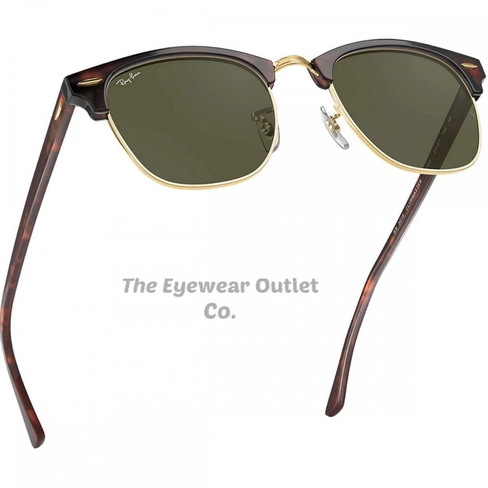 Lente Rayban Clubmaster Tortoise RB3016 verde G15 para exhibición de tienda 51 mm Foto 3 de 4