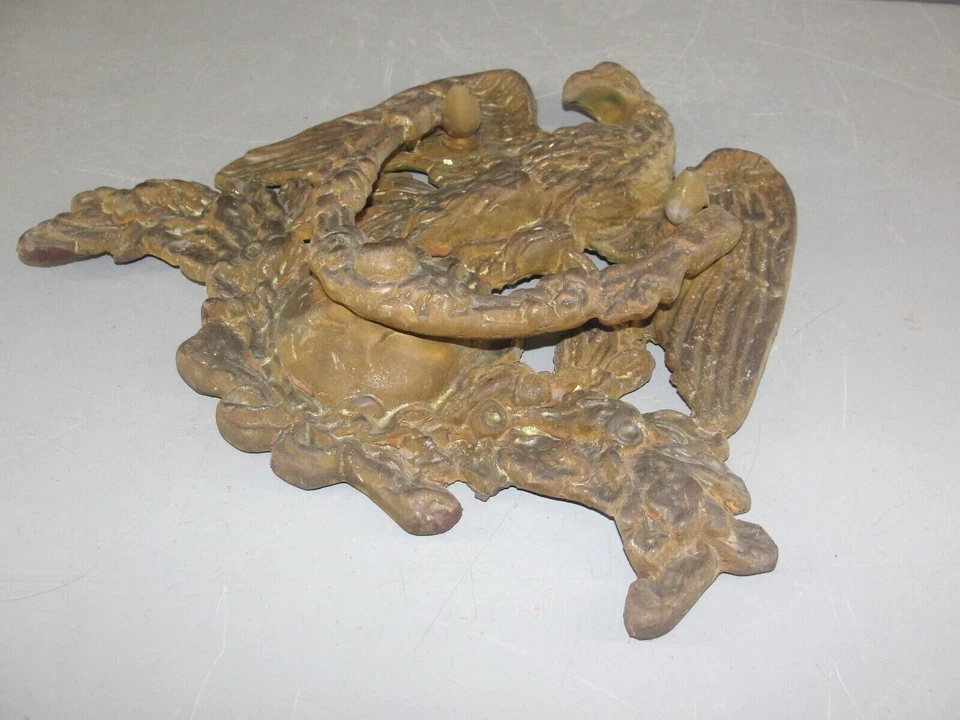 LATÓN BRONCE FEDERAL ÁGUILA PUERTA LLAMADOR PESADO HARDWARE ARQUITECTÓNICO 10x8 ANTIGUO Foto 2 de 4