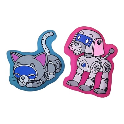 Paar blau rosa ROBOTER Tier KATZE HUND Radiergummis Schreibwaren