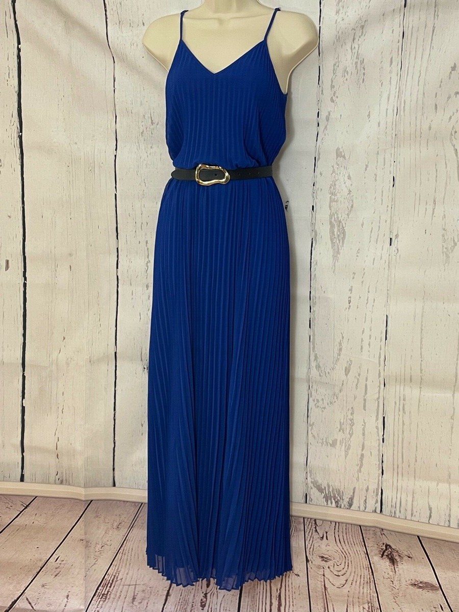 express blue pleated dress Short pleated dress Blue For Women