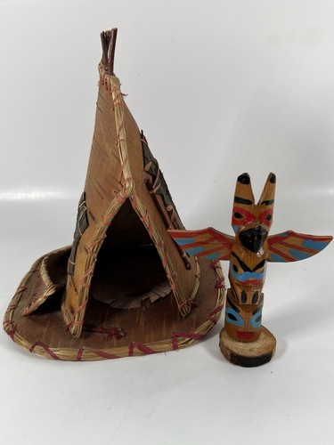 Vintage Holz Kanu Tipi Totempfahl Modell Ojibwa Crafts Canada - Bild 12 von 12