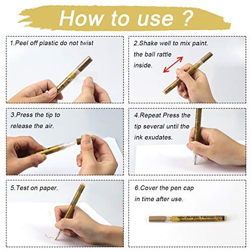 Paint Pen Gold Silver Metallic Permanent Acrylic Markers Set for Fabric Glass