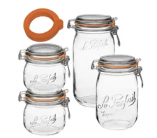 Le Parfait Super Canning Glass Jars, Set of 4, BPA-Free, Made in France