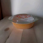 Vintage Pyrex Friendship Birds Orange 1 1/2 Quart Casserole Dish with Lid