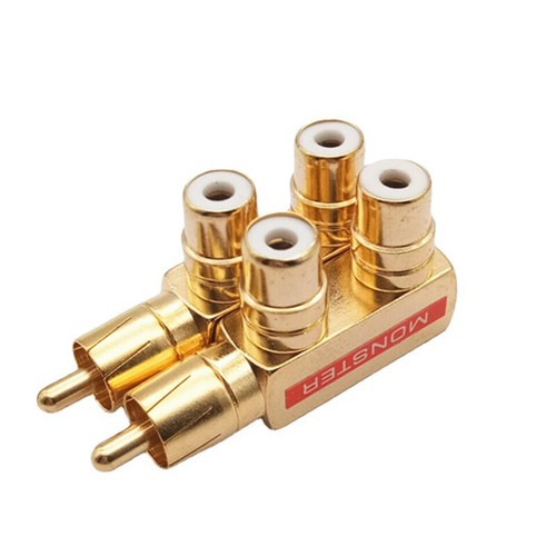 Gold Plated AV Audio Splitter Plug RCA Adapter 1 Male To 2 Female F Connector - Photo 2/10