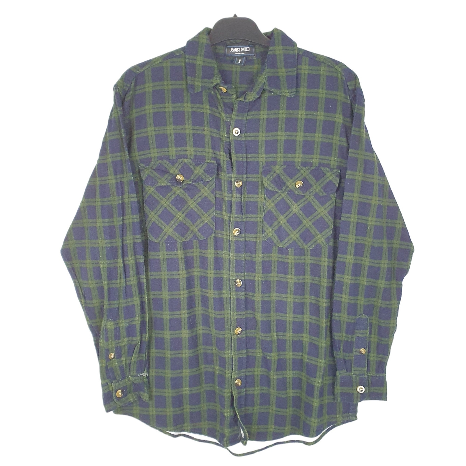 JEANS LIMITED Green Check Shirt Flannel Overshirt Long Sleeve Casual S-image