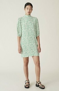 Ganni Printed Crepe Mini Dress 