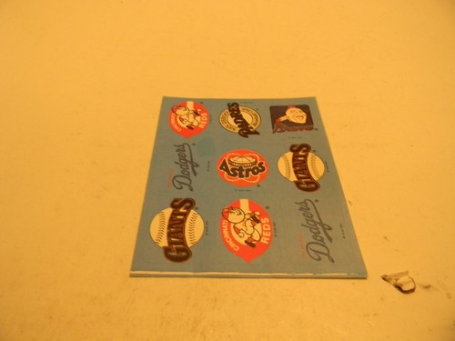 VTG 1990 GIBSON GREETINGS MLB TEAM LOGO STICKER SHEET NATIONAL LEAGUE DODGERS - Afbeelding 1 van 2