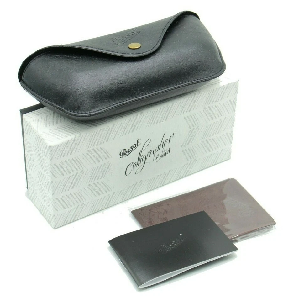 NEW PERSOL EYEGLASSES SUNGLASSES LEATHER BLACK CALLIGRAPHER LIMITED EDITION CASE