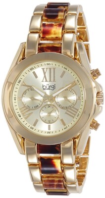 BURGI Womens BUR130YG Gold & Tortoise Resin 40mm 130020