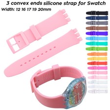 Soft Rubber Watch Band for Swatch Watch Strap 12mm 16mm 17mm 19 20mm Convex End
