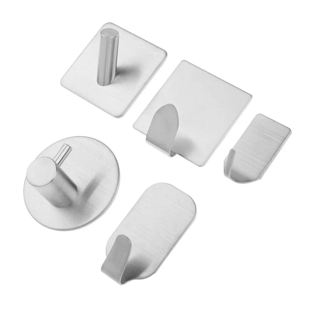 Stainless Steel Hooks Bedroom Bathroom Kitchen Sticky Wall Door Hanger  Holder 3M