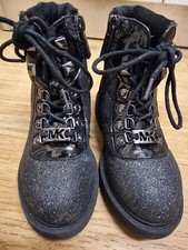 Michael KORS Madelin Kim Black Girls Sparkly Combat Boots Size 10 UK (28) 
