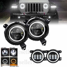 Halo LED Headlights Combo for Jeep Wrangler JL Gladiator 2018 19 2020 2021 2022