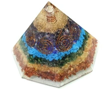 Big 7 chakra Cylindrical Layered Healing Orgonite 3 Inches Pyramid natural stone