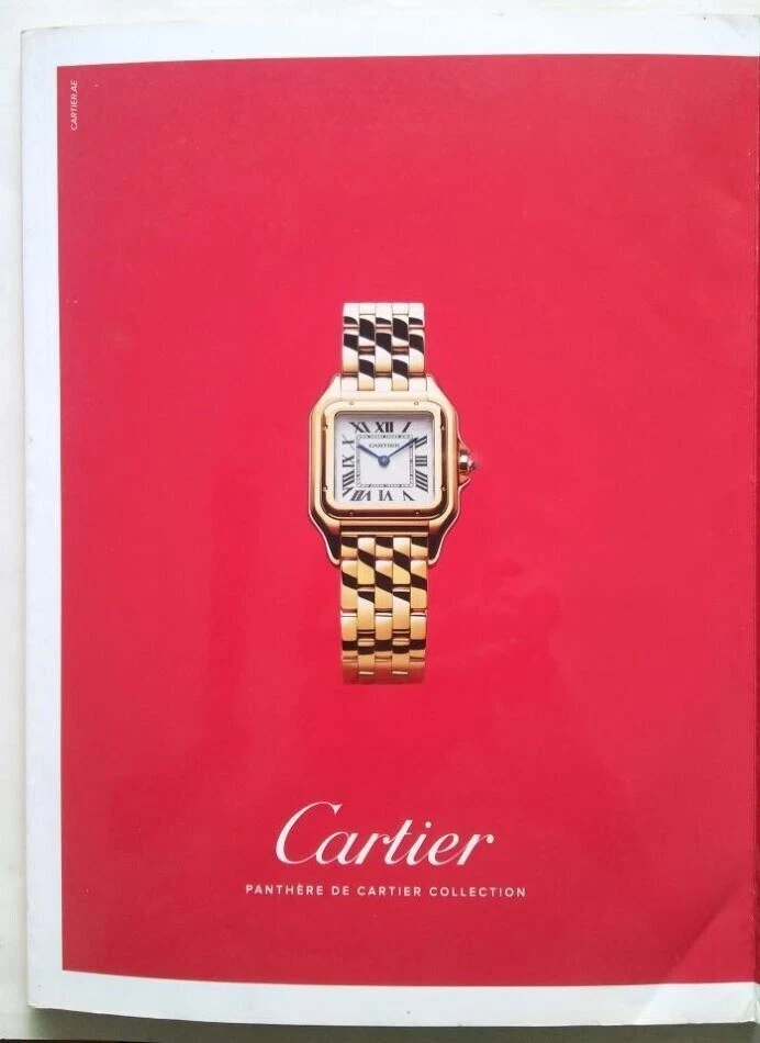 2018 2 page Advertisement CARTIER Gold Watch Magazine Photo
