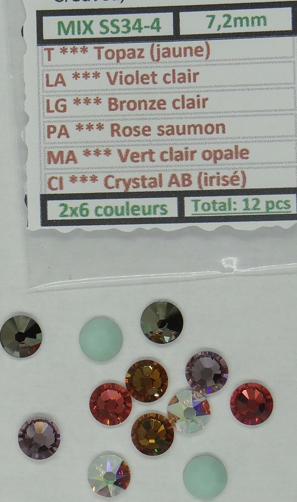 Liliume Hotfix - SS16 - Lot de 1 440 pierres strass - Pierres strass - Blanc AB - 20 couleurs - 4 tailles - Rond - Pour vêtements, chaussures, bricolage (blanc AB-SS16