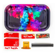 Metal Rolling Tray Rainbow Ink Combo Bundle Kit RAW, SKY HIGH Gift Pack #2