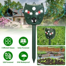 Solar Power Ultrasonic Animal Repellent Mice Gopher Mole Pest Snake Repeller