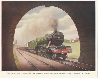 QUEEN OF THE SCOTS PULLMAN CAR EXPRESS LONDON NORTH EAST TRAIN PRINT C 1920