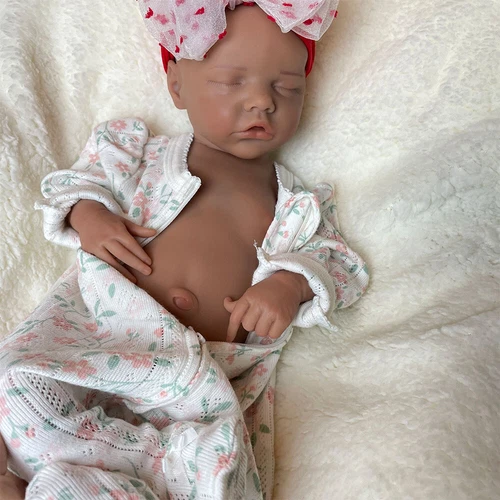 18 Zoll Vollsilikon Reborn Baby Puppe Handarbeit Lebensecht Sammlerstück Neugeborenes Mädchen - Bild 5 von 12