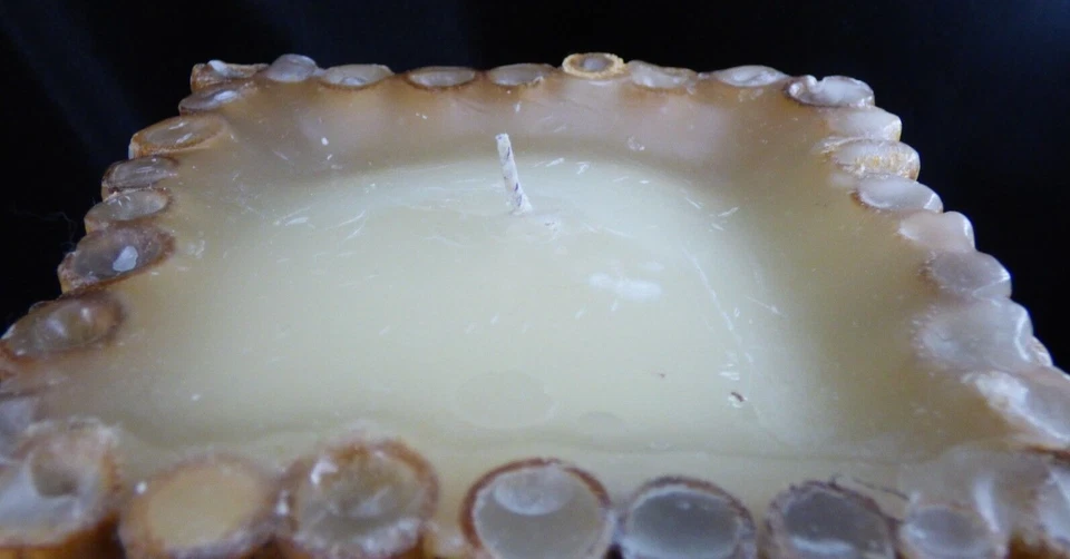 Bamboo Pillar Candle Wrapped Made In Mexico Ceramic Square Holder 6.5" Tall - Image 4 of 4