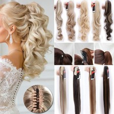 US 100 Real Thick Pony Tail Hair Extensions Clip In Claw Around Ponytail Ombre