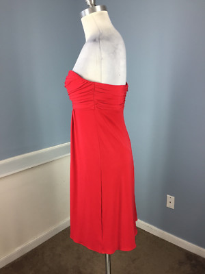 Laundry Shelli Segal Red Strapless Cocktail Party Dress Empire Flare S 6  Stretch | eBay