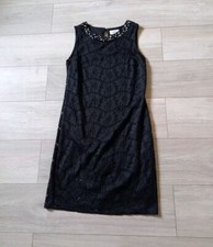 Wallis Petite Black Lace Beaded Tunic Dress Christmas Evening Party Smart UK10
